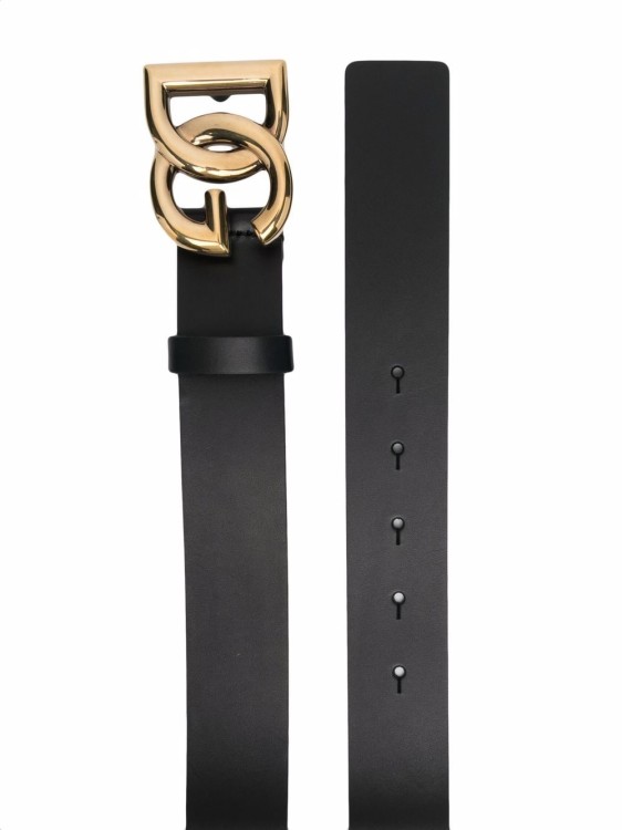 Shop Dolce & Gabbana Dg-logo Calf-leather Belt In Black