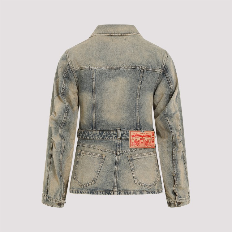 Shop Egonlab Cutout Blue Cotton Denim Jacket
