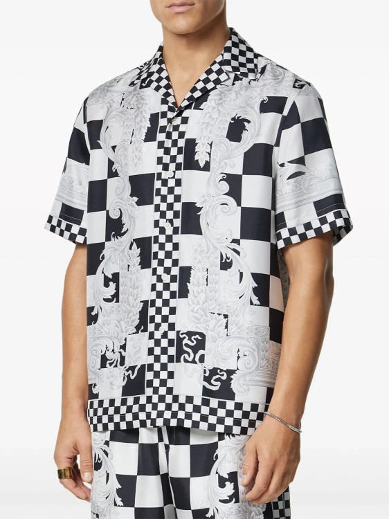 Shop Versace Barocco Checkerboard-print White/black Shirt