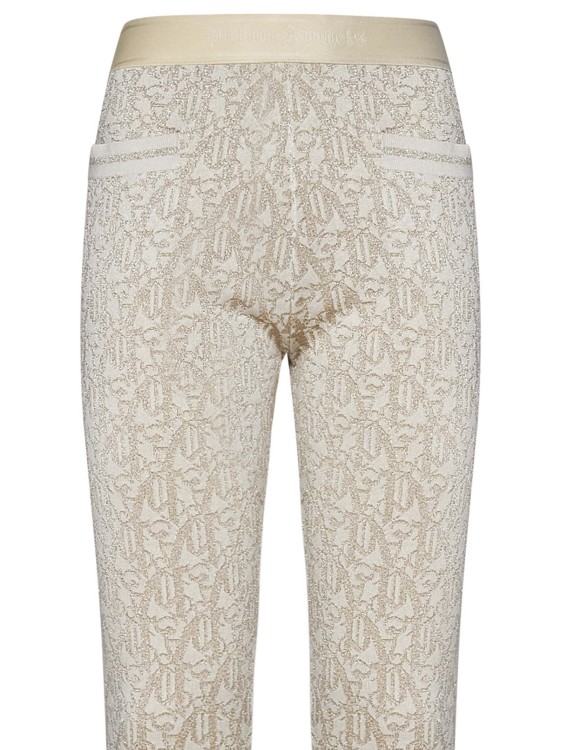 Shop Palm Angels Flared Light Beige Viscose Blend Knit Trousers In Neutrals