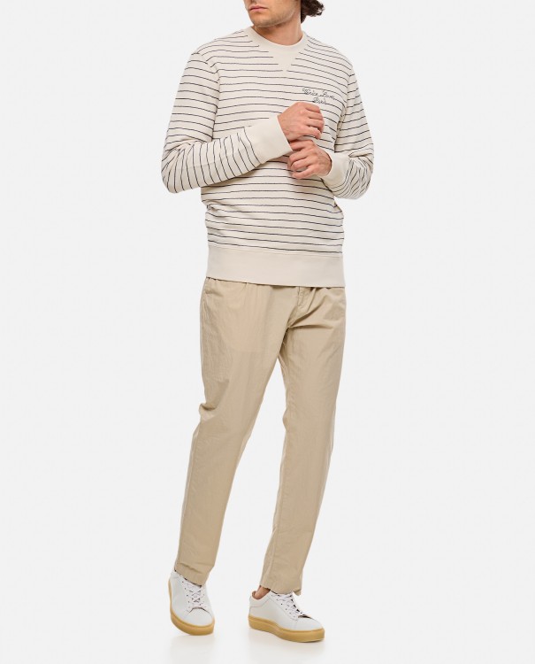 Shop Golden Goose Striped Cotton Crewneck Sweatshirt In Neutrals