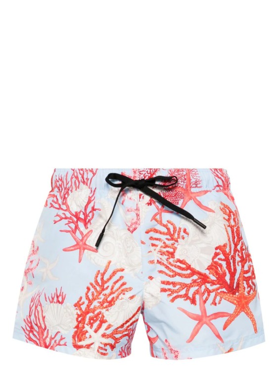 Shop Versace Multicolored Barocco Sea Shorts In White