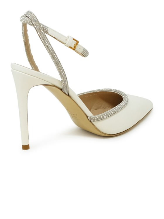 Shop Ninalilou Ivory Leather Pumps With Swarovski In White