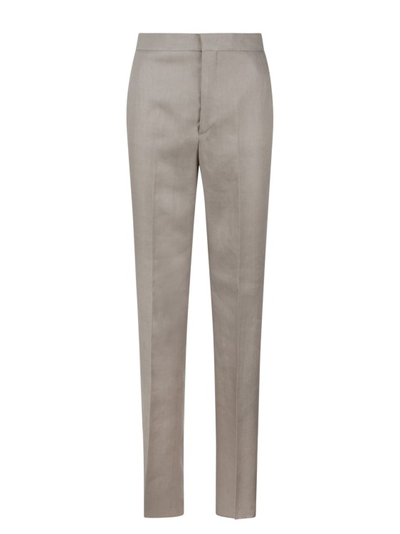 Shop Tagliatore Linen Tailored Trousers In Grey