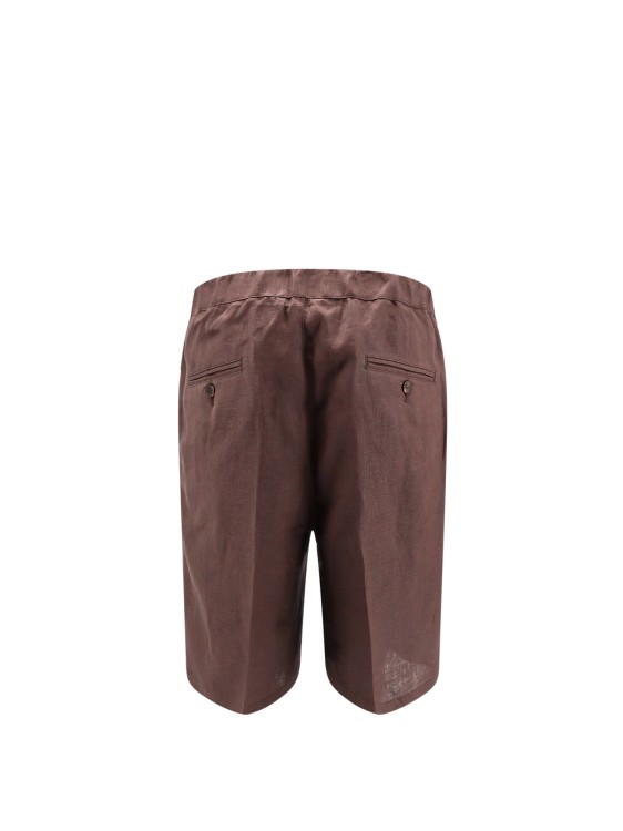 Shop Hevo Linen Bermuda Shorts With Pinces In Brown
