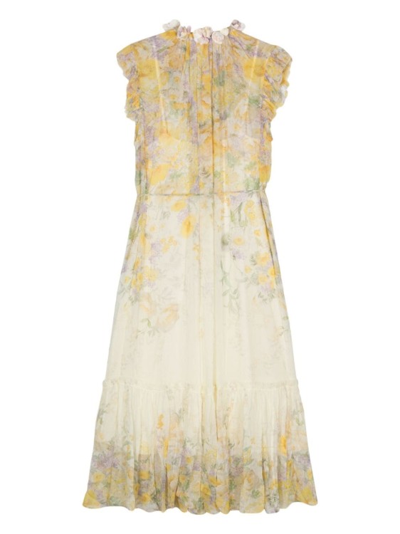 Shop Zimmermann Harmony Floral-appliqué Dress In Yellow