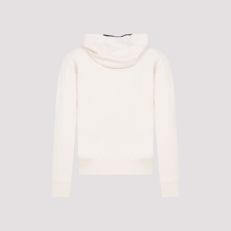 Shop C.p. Company Beige Cotton Zipped Hoodie In White