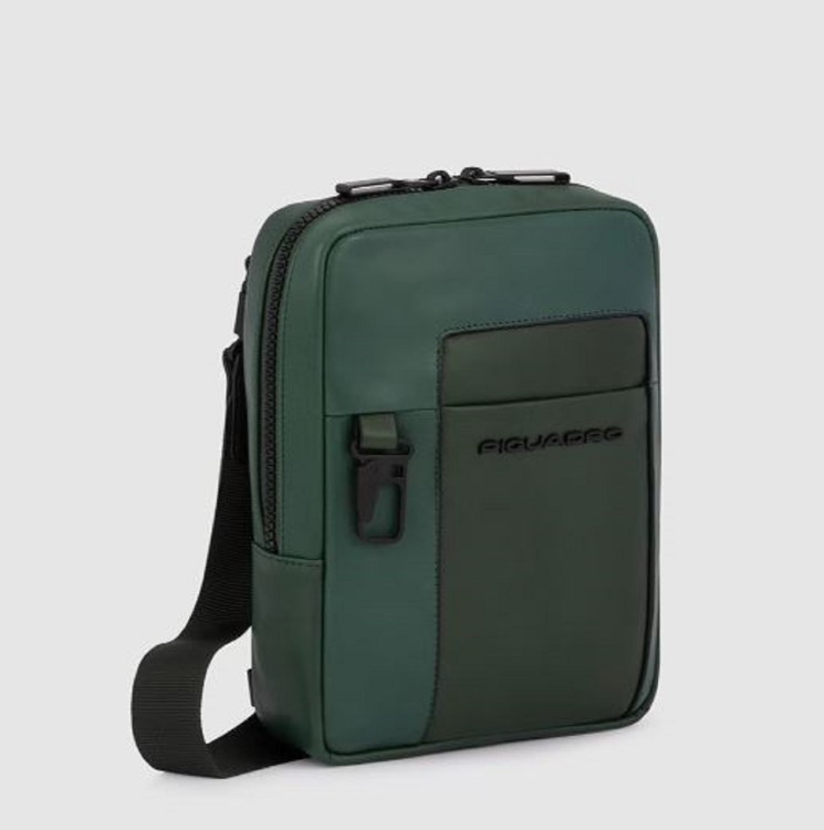 Shop Piquadro Green Leather Shoulder Bag In Grey