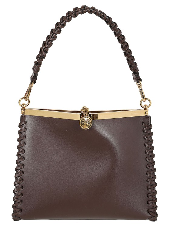 Shop Etro Vela Large Leather Bag In Brown