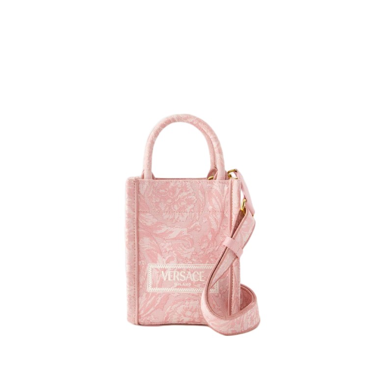 Shop Versace Athena Mini Tote Bag - Cotton - Pink