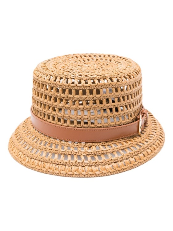 Shop Max Mara Woven Hat In Brown