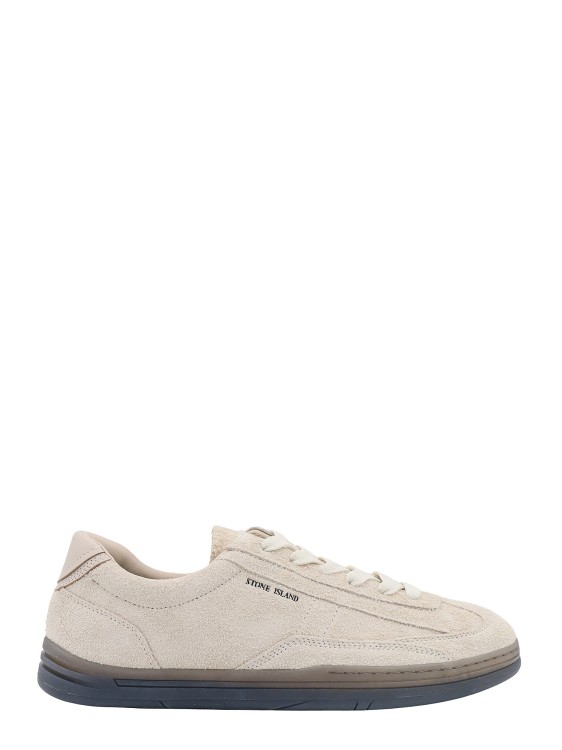 Stone Island Suede Sneakers With Logo In White