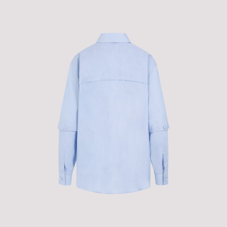 Shop Gucci Sky Blue Cotton Oxford Shirt