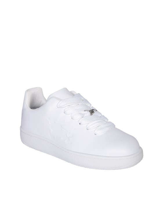 Shop Burberry White Leather Sneakers