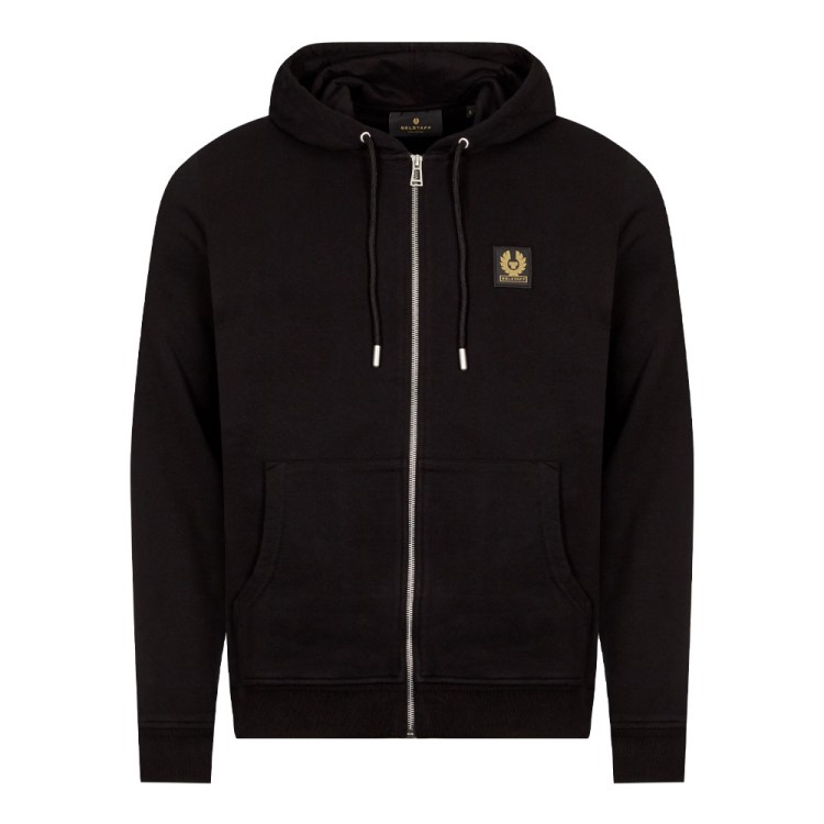 Belstaff Black French Terry Zip Hoodie In Black