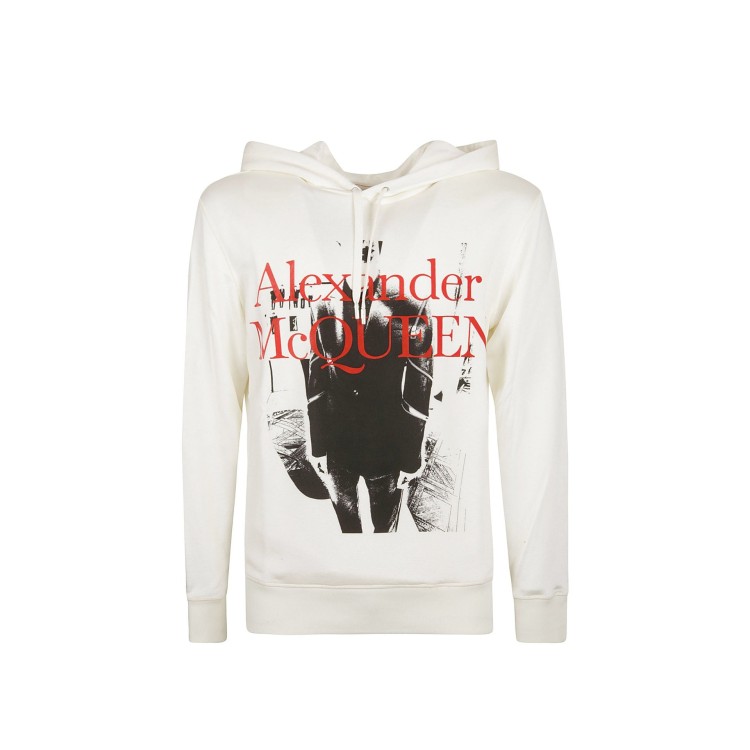 Shop Alexander Mcqueen Printed Hooded Sweatshirt In White