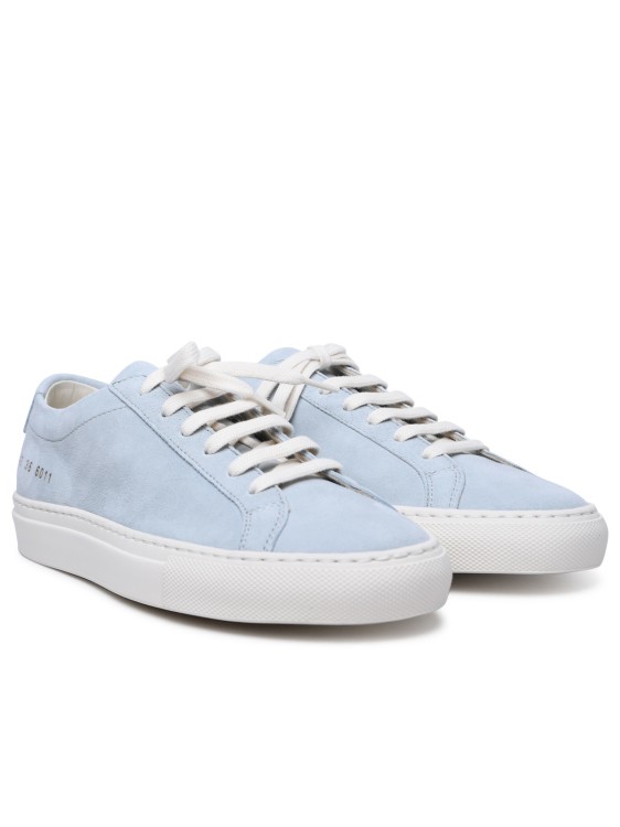 Shop Common Projects Contrast Achilles' Baby Blue Suede Sneakers In Grey