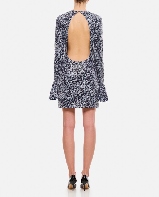 Rotate Birger Christensen Open-back Sequin Mini Dress In Grey