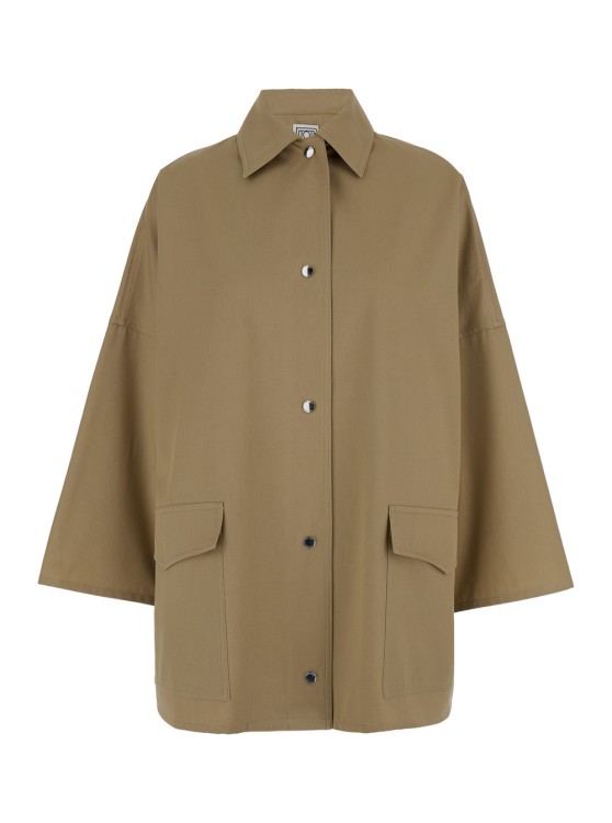 Shop Totême Cotton Twill Overshirt Jacket In Brown