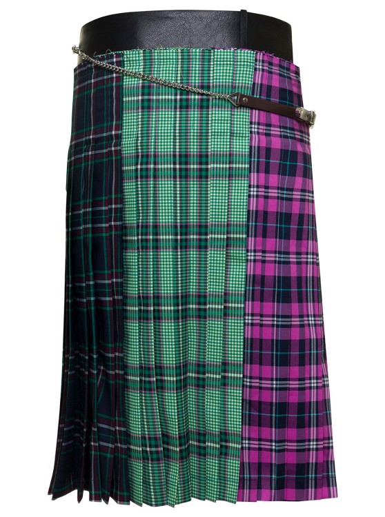 Shop Andersson Bell Midi Multicolor Skirt With Chain And Check Motif In Fabric In Black