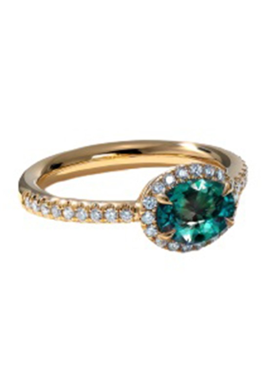 Mark Henry Jewelry East-west Alexandrite And Diamond Halo Ring In Not Applicable