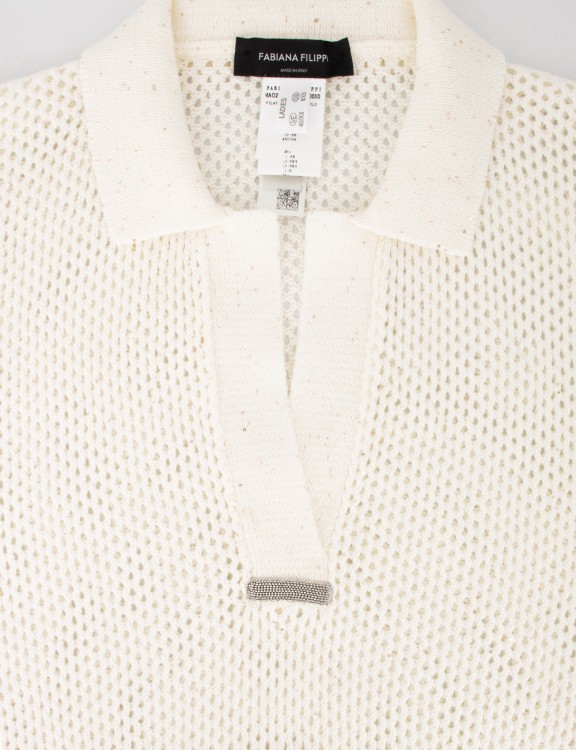 Shop Fabiana Filippi Cotton And Linen Polo Shirt In White