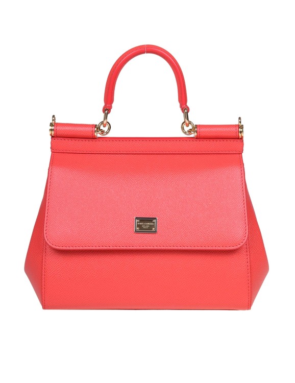 Dolce & Gabbana Small Sicily Bag In Coral Dauphine Leather In Pink