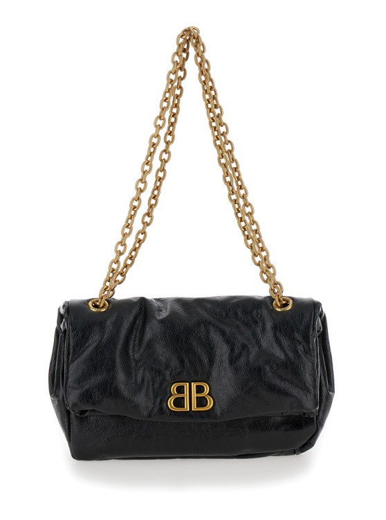 Balenciaga Monaco Chain' Black Shoulder Bag In Leather