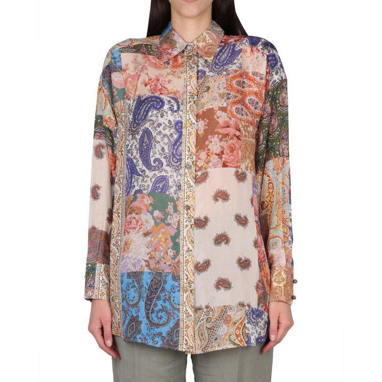 Shop Zimmermann Devi Oversize Silk Shirt In Multicolor