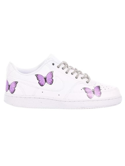 Nike White Lace-up Low Sneakers With Butterly Print
