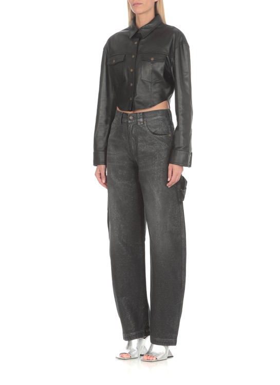 Darkpark Bianca Leather Cargo Trousers In Black