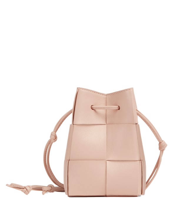 Bottega Veneta Mini Bucket Leather Shoulder Bag In Pink