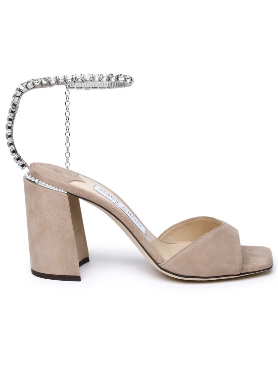Shop Jimmy Choo Suede Sandals Nude In Neutrals