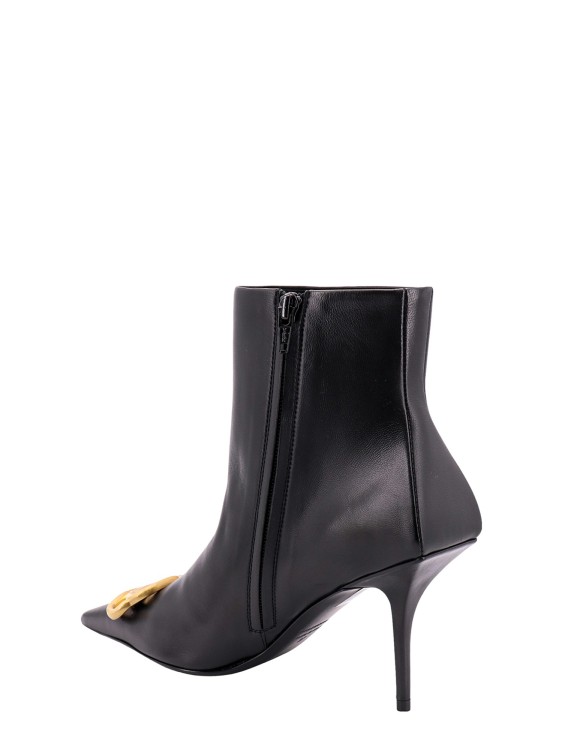 Shop Balenciaga Leather Ankle Boots With Frontal Monogram In Black