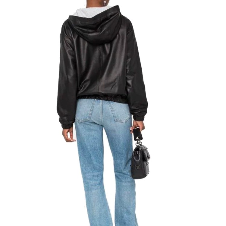 Shop Saint Laurent Leather Hoodded Top In Black