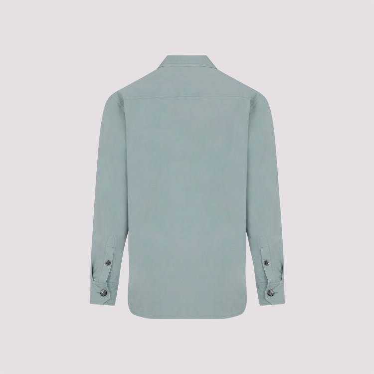 Shop Brioni Blue Water Silk Shirt In Grey