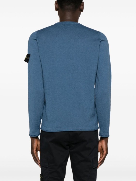 Shop Stone Island Compass-badge Rolled-trim Jumper In Blue