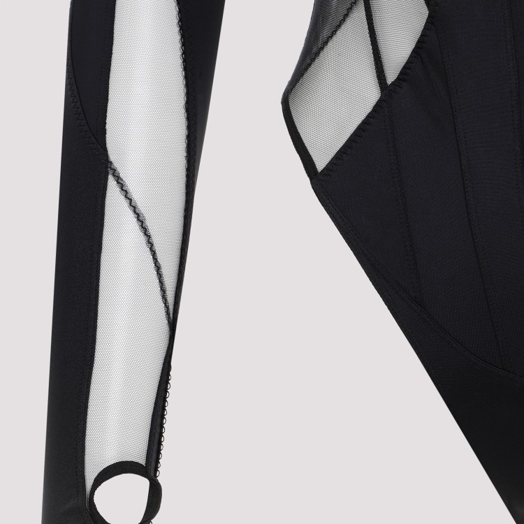 Shop Mugler Black Semi-sheer Bodysuit