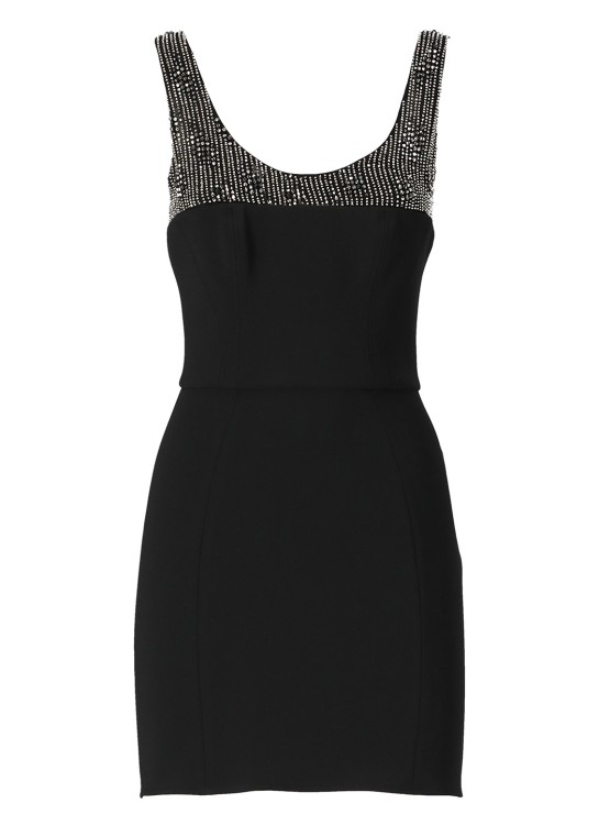 Shop Elisabetta Franchi Short Dress With Beads In Black