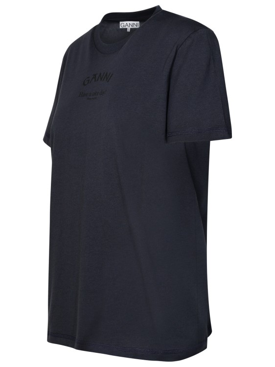 Shop Ganni T-shirt In Navy Cotton In Blue