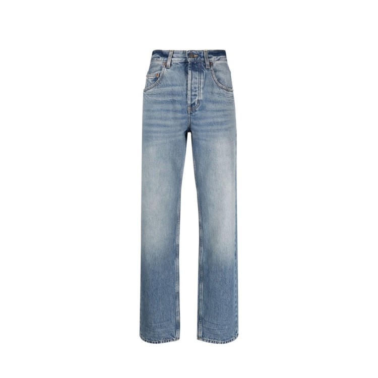 Shop Saint Laurent High Waist Jeans In Blue