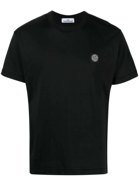 Stone Island Compass-appliqué Black Cotton T-shirt