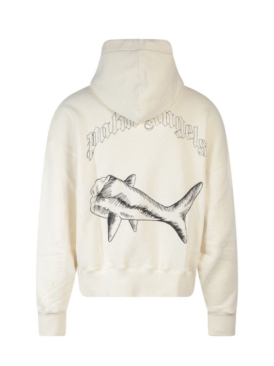Shop Palm Angels Organic Cotton Sweatshirt With Shark Embroidery In White