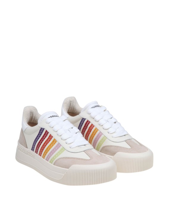 Shop Dsquared2 New Jersey Sneakers In Cream Color Leather In White