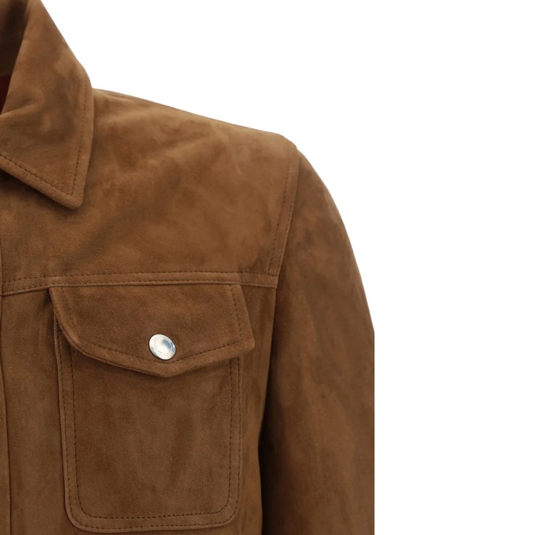 Shop Brunello Cucinelli Brown Leather Jacket