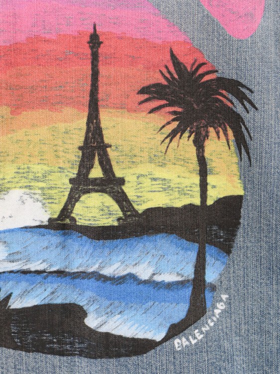 Shop Balenciaga Paris Tropical Unisex Denim Jacket In Blue