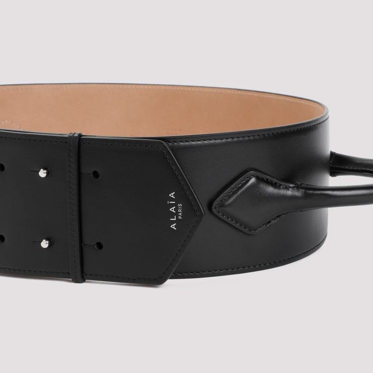 Shop Alaïa Black Calf Leather Teckel Handle Belt