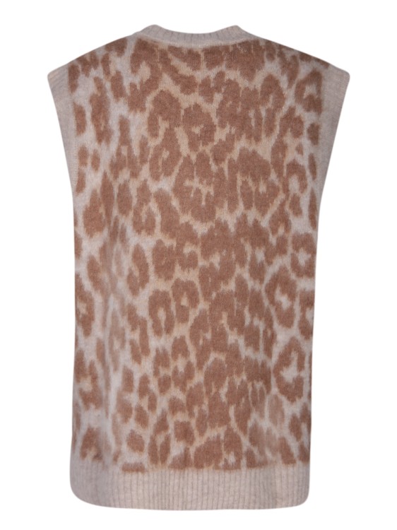 Shop Ganni Jacquard Leopard Vest In Pink
