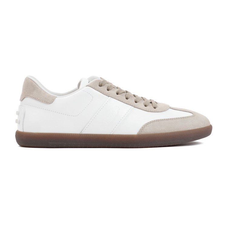 Shop Tod's White Nappa Leather Sneakers