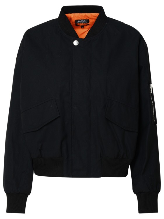 Shop Apc Black Cotton 'haley' Bomber Jacket